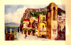 Italy - Capri. Vesuvius from Terrace of the Funicular Railway (discoloration)