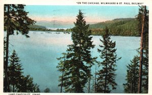 Vintage Postcard 1930 On The Chicago Milwaukee Railway Lake Chatcolet Idaho ID