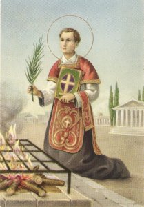 San  Lorenzo Modern Spanish religious postcard. Size 15 x 10,5 cms