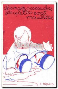 Postcard Old Child Baby Diapers Stephany Palace Marseille mutualite