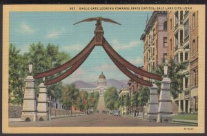 Utah SALT LAKE CITY - Eagle Gate looking towards State Capitol - LINEN