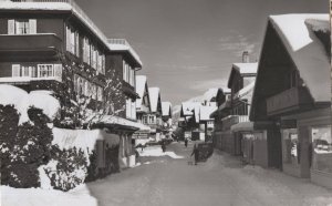 Adelboden Dorfstrasse In Winter Real Photo Switzerland Old Postcard