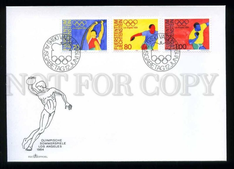 210343 Liechtenstein olympiad USA LOS ANGELES 1984 year FDC