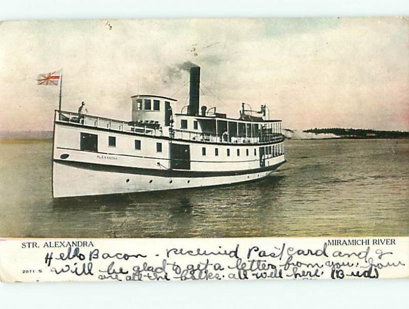 Miramichi River Canada 2871 S  Ship Boat Vessel Alexandra   Postcard # 6289