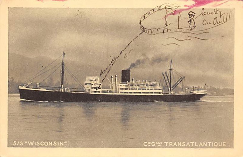 SS Wisconsin French Misc Lines Ship Unused 