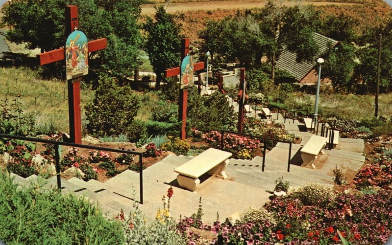 Vintage Postcard Mother Cabrini Shrine Golden Colorado CO Stairway of Prayer