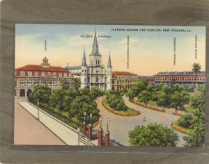 NEW ORLEANS LA LOUISIANA JACKSONS SQUARE 1937 Postcard