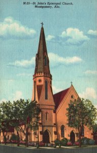 Vintage Postcard 1930's St. John's Episcopal Church Montgomery Alabama Ala.