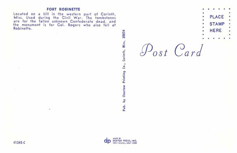 Postcard MONUMENT SCENE Corinth Mississippi MS AT5372