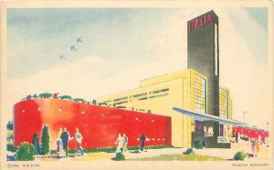 1933 Chicago World's Fair Italian Building Litho Postcard Unused