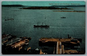 Postcard Cobh Ireland c1910 Spike Island And Queenstown Harbour County Cork