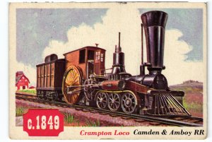 13773 Topps Chewing Gum Card, Railroad Series, No. 69, Crampton Locomotive