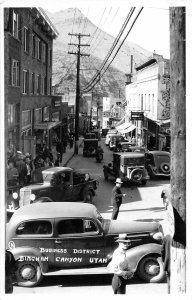 H90/ Bingham Canyon Utah RPPC Postcard c1940s Business District Stores 118