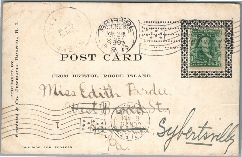 BRISTOL RI OLDEST HOUSE ANTIQUE POSTCARD