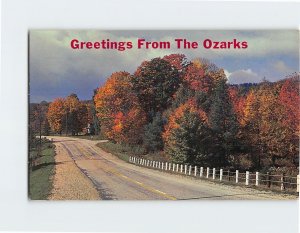 Postcard Autumn Scene Greetings From The Ozarks USA