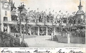 Scene in Luna Park Coney Island, NY, USA Amusement Park 1905 