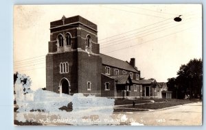 Belle Plaine Iowa IA Postcard RPPC Photo ME Methodist Church c1940's Vintage