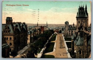 Postcard Ottawa Ontario c1911 Wellington Street Birds Eye View