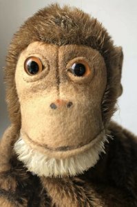 Early Steiff Jocko The Monkey Mohair Hand Puppet w/ Glass Eyes 1920s Antique