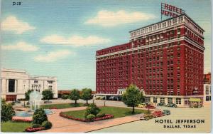 DALLAS, TX Texas    HOTEL  JEFFERSON    c1930s   Cars  Roadside Linen   Postcard