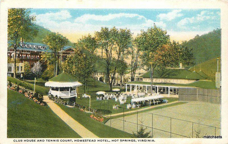 Club House Homestead Hotel Tennis Court Hot Springs Arkansas Teich postcard 7531