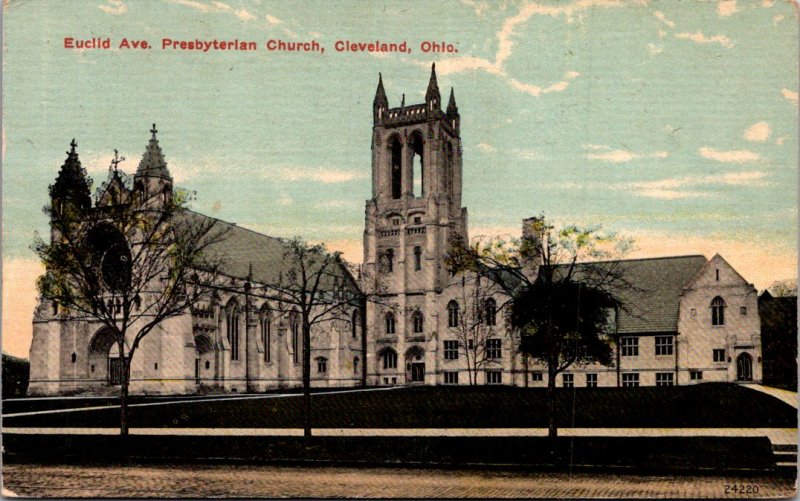 Cleveland OH Euclid Ave Presbytarian Church c1910 huge neo-gothic church