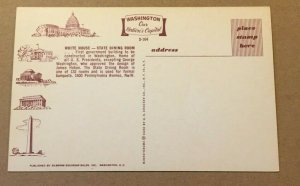 VINTAGE UNUSED POSTCARD WHITE HOUSE, STATE DINING ROOM