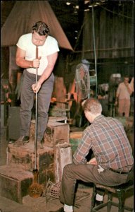 Milton West Virginia Blenk Glass Co Glass Blower c1950-60s Vintage Postcard