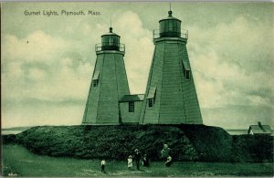 View of Gurnet Lights, Plymouth MA Vintage Postcard G43