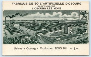 OBOURG, BELGIUM ~ Aerial View of ARTIFICIAL SILK FACTORY c1910s  Postcard