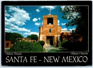 Postcard - Oldest House, Oldest Church - Santa Fe, New Mexico