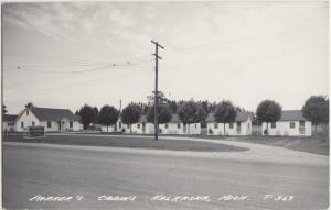 Michigan MI Real Photo RPPC Postcard c1940s KALKASKA Parkers Cabins