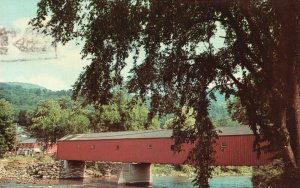 Vintage Postcard Covered Bridge Housatonic River West Cornwall Connecticut CT