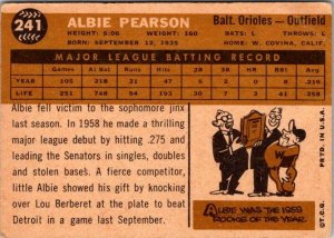 1960 Topps Baseball Card Albie Pearson Baltimore Orioles sk10573