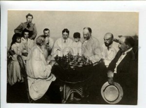 3166224 Tolstoy family SUKHOTIN playing CHESS by BULLA postcard