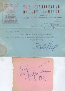 Travis Kemp of Molly Antique 1950 Ballet Company Hand Signed Letter