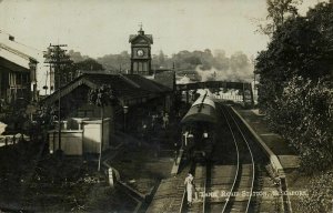 singapore, Tank Road Railway Station, Train (1920s) RPPC Postcard