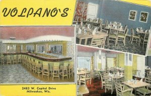 Cocktail Lounge Milwaukee Wisconsin 1940s Volpano's Postcard Kropp 11547