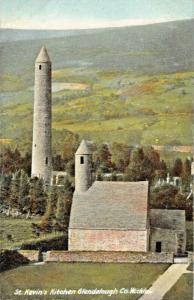 GLENDALOUGH CTY WICKLOW IRELAND~ST KEVIN'S KITCHEN & STONE ROUND TOWER POSTCARD