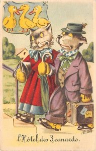 Cat and a dog with luggage Unused