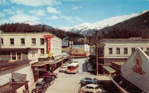KETCHIKAN, Alaska AK   STREET SCENE  Ingersoll Hotel~50's Cars & Bus  Postcard