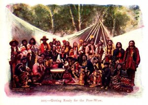 Native American Indian Postcard - Getting Ready For The Pow-Wow - c1907