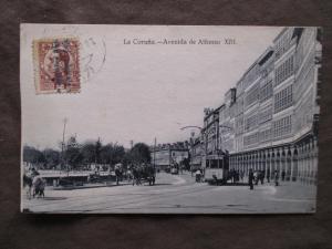 1932 Spain Photo Postcard - La Coruna - Avenida De Alfonso (VV74)