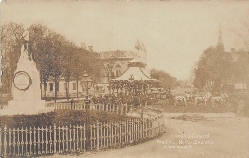 G95/ Cleveland Ohio RPPC Postcard Lincoln's Funeral Public Square c1910