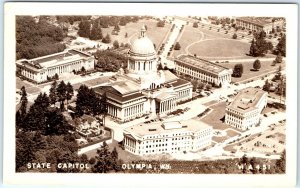 c1940s Olympia, WA RPPC State Capitol House Aerial Real Photo Postcard A87