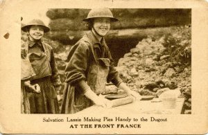 WWI - Salvation Lassie Making Pies at the Dugout, France (On the Front Line)