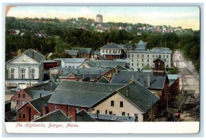 c1905 Bird's Eye View Of The Highlands Houses Bangor Maine ME Antique Postcard