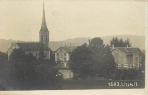RPPC Postcard Catholic Church Steeple Utzwil St. Gallen Switzerland 1683