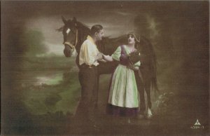 Victorian Man And Woman With Horse Vintage RPPC 08.33