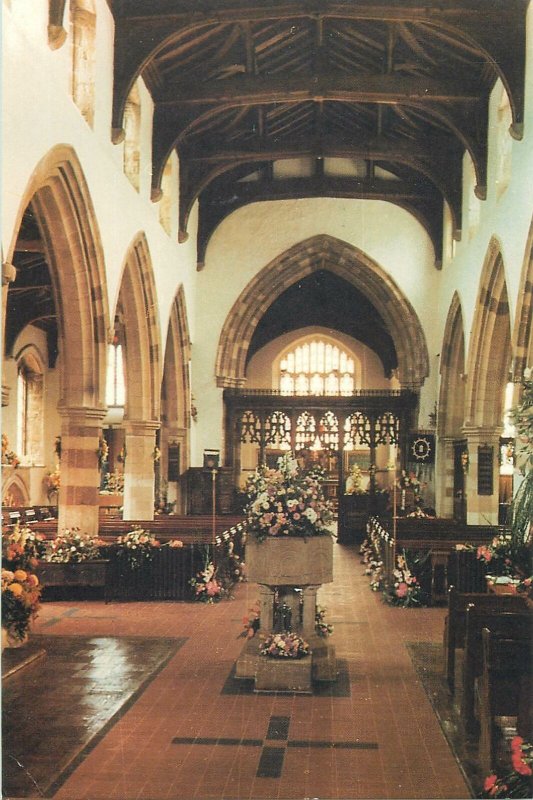 Postcard England St Katharine's Church inside view Irchester